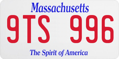 MA license plate 9TS996