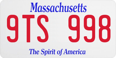 MA license plate 9TS998
