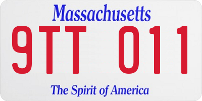 MA license plate 9TT011