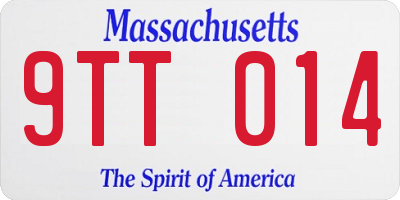 MA license plate 9TT014