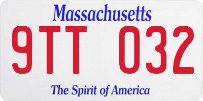 MA license plate 9TT032