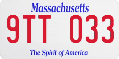MA license plate 9TT033