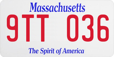 MA license plate 9TT036