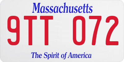 MA license plate 9TT072