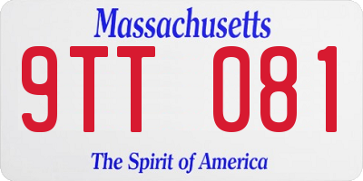 MA license plate 9TT081