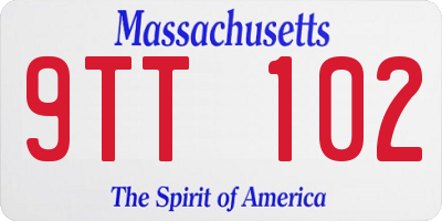 MA license plate 9TT102
