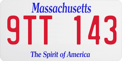 MA license plate 9TT143