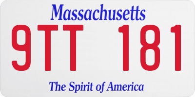 MA license plate 9TT181