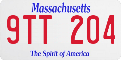 MA license plate 9TT204