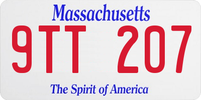 MA license plate 9TT207