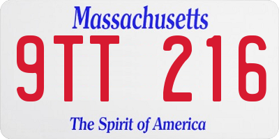 MA license plate 9TT216