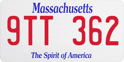 MA license plate 9TT362