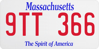 MA license plate 9TT366