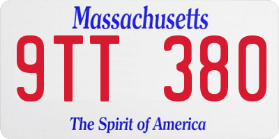 MA license plate 9TT380