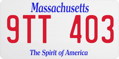 MA license plate 9TT403