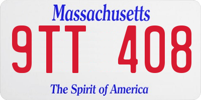 MA license plate 9TT408