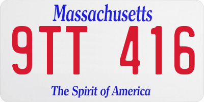 MA license plate 9TT416