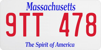 MA license plate 9TT478