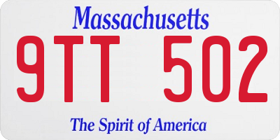MA license plate 9TT502
