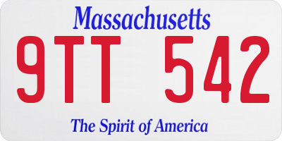MA license plate 9TT542