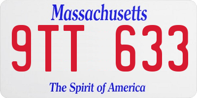 MA license plate 9TT633