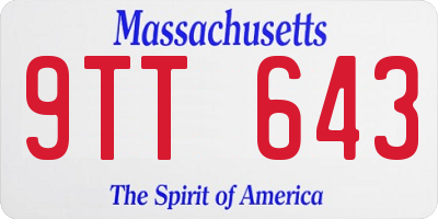 MA license plate 9TT643