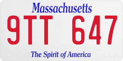 MA license plate 9TT647