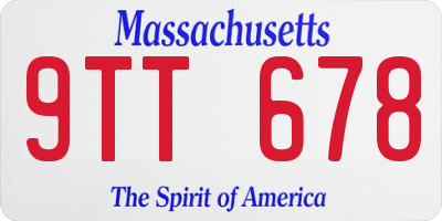 MA license plate 9TT678