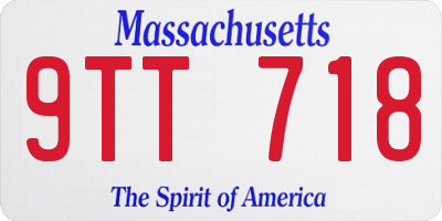 MA license plate 9TT718