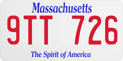 MA license plate 9TT726