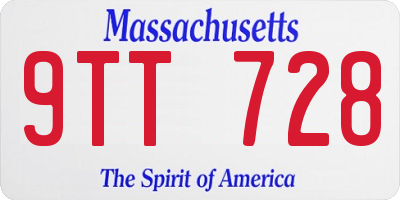 MA license plate 9TT728
