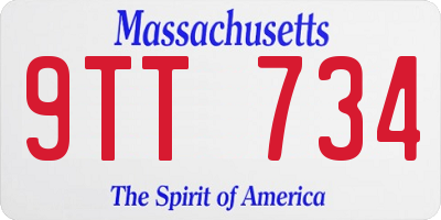 MA license plate 9TT734