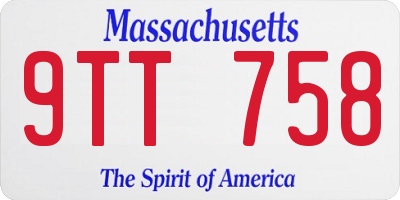 MA license plate 9TT758