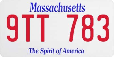 MA license plate 9TT783