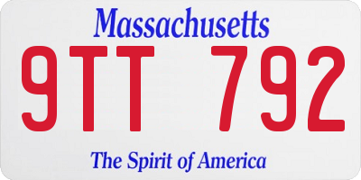 MA license plate 9TT792