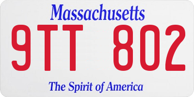 MA license plate 9TT802