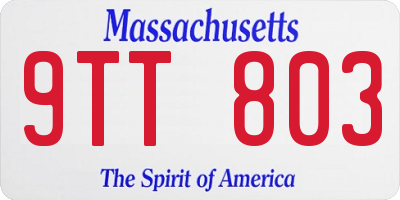 MA license plate 9TT803