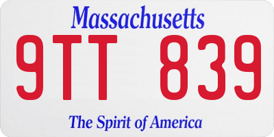 MA license plate 9TT839
