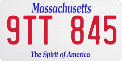 MA license plate 9TT845