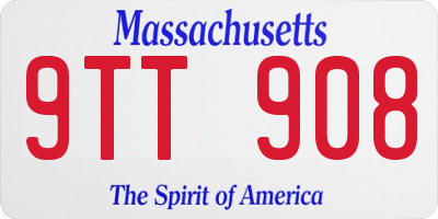 MA license plate 9TT908
