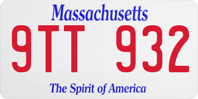 MA license plate 9TT932