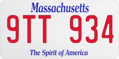 MA license plate 9TT934