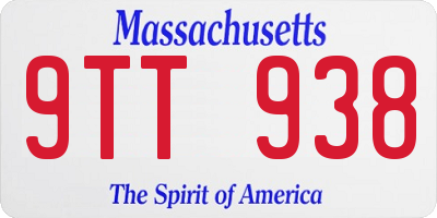 MA license plate 9TT938