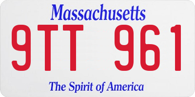 MA license plate 9TT961