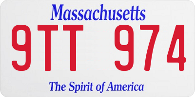 MA license plate 9TT974