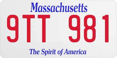 MA license plate 9TT981