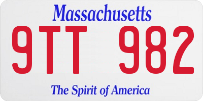 MA license plate 9TT982