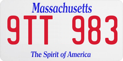 MA license plate 9TT983