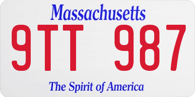 MA license plate 9TT987