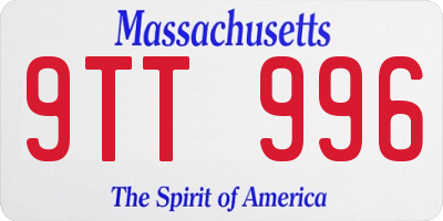 MA license plate 9TT996